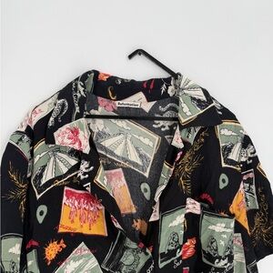 Reformation Cuba Crepe Button Front Shirt Top In Postcards